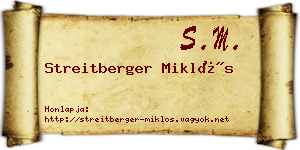 Streitberger Miklós névjegykártya